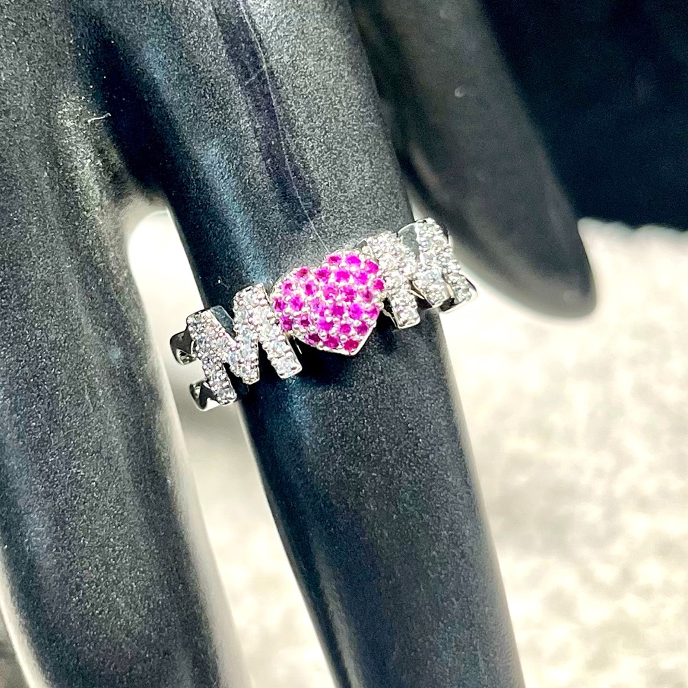 Sterling ring with pave rhinestones
